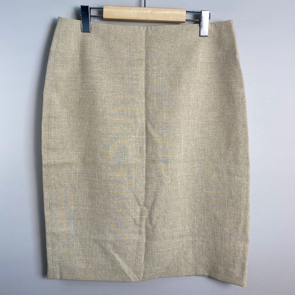Beechers Brook Women's Cream/Tan Straight Midi Lined Skirt Size 10 Professional - Picture 1 of 13